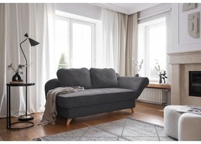 Șezlong gri cu tapițerie din catifea reiată (cu colț pe partea dreaptă) Chic Charlotte – Miuform