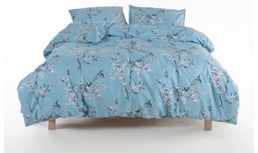 Lenjerie de pat albastră din bumbac ranforcé pentru pat dublu, extinsă 240x220 cm Blue Floral – Mila Home Luxury
