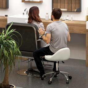 HOMCOM Taburet de lucru rotativ cu role, reglabil pe înălțime, 50 cm x 50 cm x 83 cm, Alb | Aosom Romania