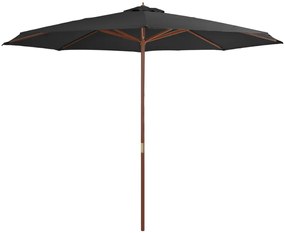 Umbrela de soare de exterior, stalp din lemn, antracit, 350 cm Antracit