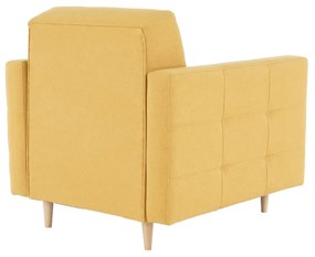 Fotoliu complet tapiţat, material textil muştar, AMEDIA