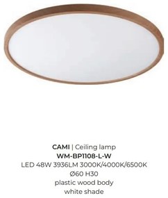 Plafoniera LED moderna design slim CAMI 60cm, wood