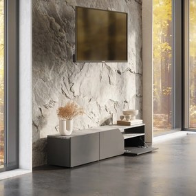 Comodă TV neagră cu aspect de beton 180x38 cm Verone – TemaHome