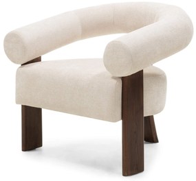 Fotoliu design crem KOKEI ALIA, decor nuc