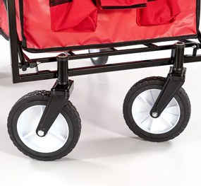 Cărucior de plajă pliabil de grădină roșu