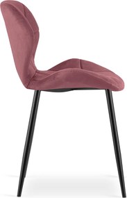 Scaun de masa MANGO VELVET cu picioare negre, roz inchis