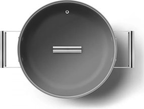 Oală joasă cu capac Smeg CKFD2811RDM, 28 cm, 3,7 l, acoperire antiaderentă cu 3 straturi, rezistentă la cuptor până la 250 °C, fără PFAS, compatibilă cu plitele cu inducție, roșie