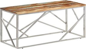 vidaXL Măsuță de cafea oțel inoxidabil argintiu și lemn masiv reciclat