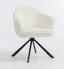 HR832 BAZĂ STEA Scaun Alb Teddy Cord cu Bază Neagră