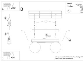 Plafonieră neagră cu abajur din sticlă ø 12 cm Umerta – Nice Lamps