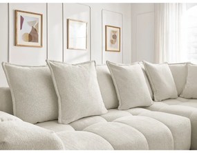 Colțar alb extensibil/cu spațiu de depozitare cu tapițerie din chenille (cu colț pe partea dreaptă/în formă de ”L”) Everest – Bobochic Paris