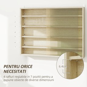 HOMCOM Vitrină Culoarea Lemnului cu 5 Rafturi Reglabile și Uși din Sticlă | Aosom Romania
