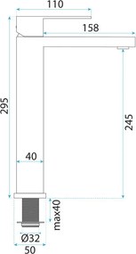 Baterie inalta lavoar Rea Arlo negru