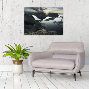 Tablou pe sticlă - Munții norvegieni (70x50 cm)
