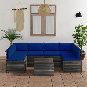 3061993 vidaXL Set mobilier grădină din paleți, cu perne, 7 piese, lemn de pin