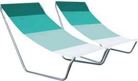 Set de 2 sezlonguri pliante pentru plaja SAND, dungi verzi
