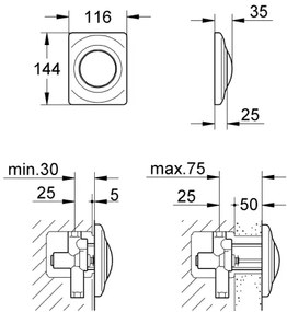 GROHE 37018SH0 - Placă de acționare SURF 116 × 144 mm, albă