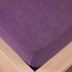 Cearșaf de pat 4Home, din bumbac frotir, violet, 90 x 200 cm, 90 x 200 cm