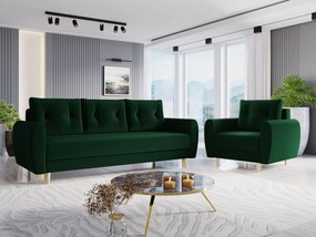 Set canapea fotoliu 3+1 Keklat (Verde) (cu sp. depozitare). Promo -17%. 1105834
