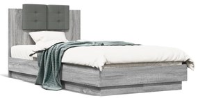 3209980 vidaXL Cadru de pat cu tăblie gri sonoma 75x190 cm lemn prelucrat