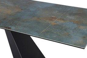 Masa extensibila Salvadore Ceramic turcoaz OSSIDO verde/negru mat L160-240 cm