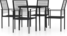 vidaXL Set de servit masa pentru grădină, 5 piese, negru