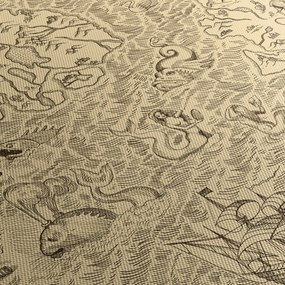 Tablou - Harta de epocă, ilustrații (cu ceas) (90x30 cm)