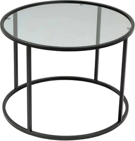 Masuta cafea STARTIS, transparent/negru, sticla/metal, 60x60x45 cm