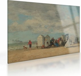 Tablou pe sticlă - Eugène Boudin, Beach Scene, reproducere (70x50 cm)