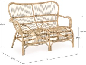 Banca pentru gradina Clarita, Bizzotto, 119 x 83 x 87 cm, ratan, natural