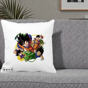 Perna Personalizata Dragon Ball Goku si Shenron Actiune, 40x40 cm, Alba Mata, Husa Detasabila, Perna Inclusa, BEKZ®