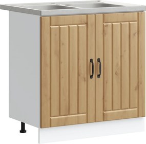 vidaXL Dulap baza chiuvetă Lucca 2 pcs Stejar Artizanal Lemn compozit