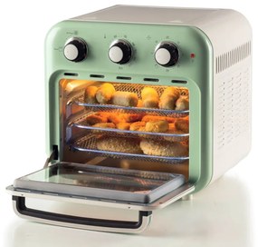 Friteuza cuptor cu aer cald Ariete VINTAGE 4632/04, 1400W, 16 L, Pana la 230°C, Timer, Cos rotativ, Alb/Verde
