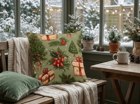 Husa de perna din microfibra CHRISTMAS PRESENTS 45x45 cm, verde