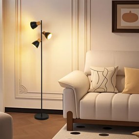 Brilagi - Lampă de podea ODENSE, 3xE14/10W/230V, lemn de cauciuc, negru