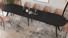 Mazzoni Masă ovală extensibilă EXPANSO Negru Mat