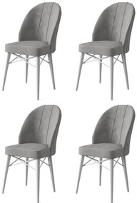 Set 4 scaune haaus Ritim, Gri/Alb, textil, picioare metalice