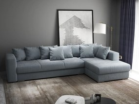 Colțar extensibil dumonde cu ladă de depozitare si sezut confortabil din spuma high-density, Gloria Zoom Grey II 320x183 cm