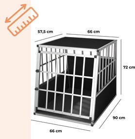 Cușcă de transport pentru câini BRUNO, 66x90x72cm, argintiu/negru Jurhan