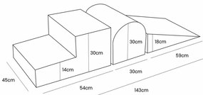 Teren de joacă din spumă bej 3 buc. din catifea înălțime 30 cm 45x143 cm Montessori – Meowbaby