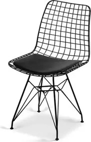 Set masa cu 4 scaune metal, Dream Homs, nuc/negru 70 x 110 cm