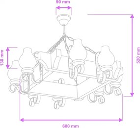 Lustră pe lanț Brilagi QUEEN 8xE14/40W/230V fag/nuc