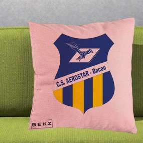 Perna Personalizata CS Aerostar Bacau Fotbal, 40x40 cm, Roz, Husa Detasabila, Perna Inclusa, BEKZ®