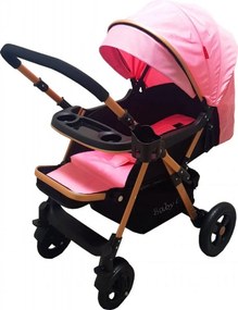Carucior nou nascuti 2 in 1 BABY CARE™ PRO 511, Cadru aluminiu, Maner reversibil, Spatar reglabil in 5 trepte, Amortizoare, Frana picior, Pliabil, Roz