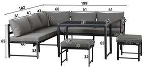 Set de mobilier de grădină din 5 piese, grup de ședere cu spătar reglabil, Negru+Gri