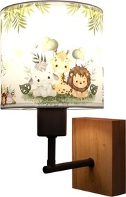 Brilagi - Aplică de perete BOBO WOOD 1xE27/25W/230V stejar/negru/alb/verde/junglă