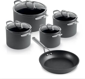 Set oale si tigaie Ninja Zerostick Premium C35005DE, 9 piese, Tehnologie antiaderenta, Pana la 260°C, Inductie, Negru