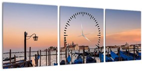 Tablou - zgârie norii unui oraș mare (cu ceas) (90x30 cm)