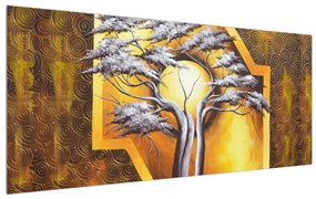 Tablou oriental cu cu pom și soare (120x50 cm), în 40 de alte dimensiuni noi
