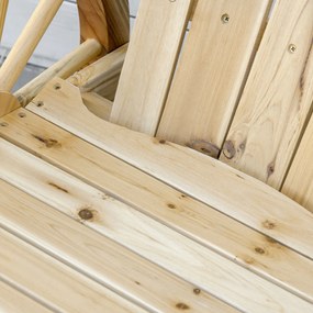Outsunny Fotoliu de Grădină Adirondack cu Leagan Rocking Chair Stil Rustic Șic brațe Roți de Căruță Lemn de Brad Natural | Aosom Romania